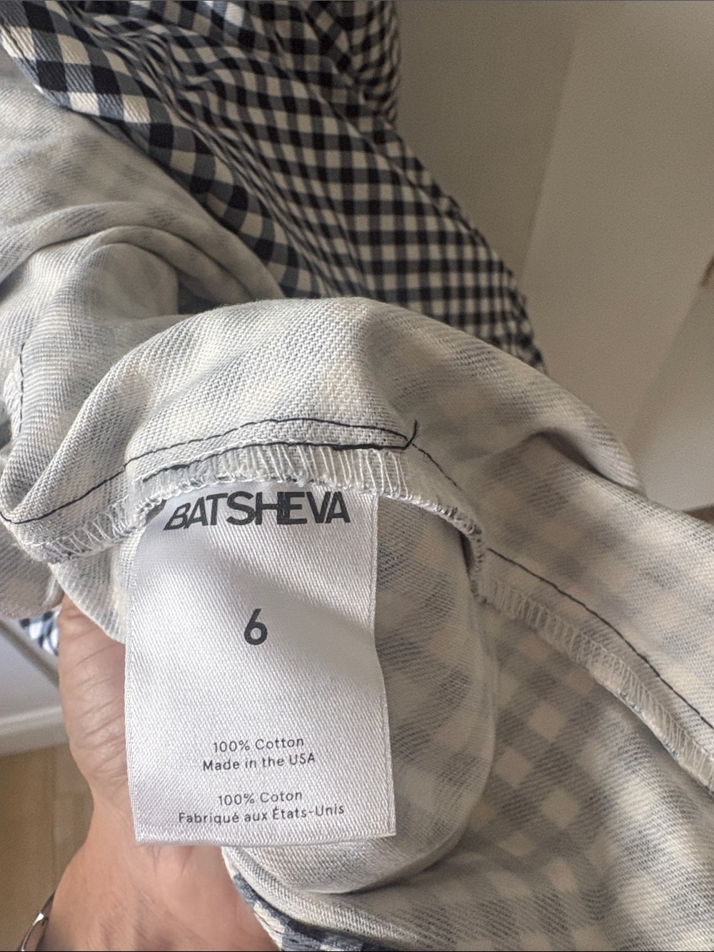 Batsheva Navy and White Gingham Midi Dress - Picture 8 of 8